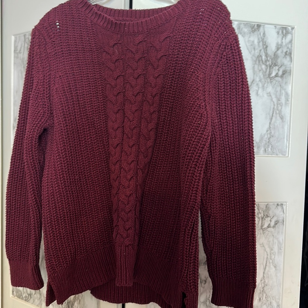Nautical burgundy cable knit sweater